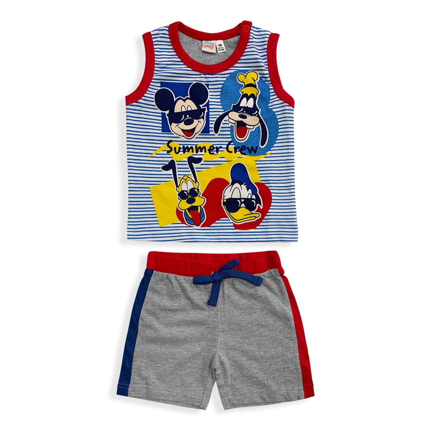 Completo Disney Mickey Mouse in cotone estivo canotta neonato bambino 5509