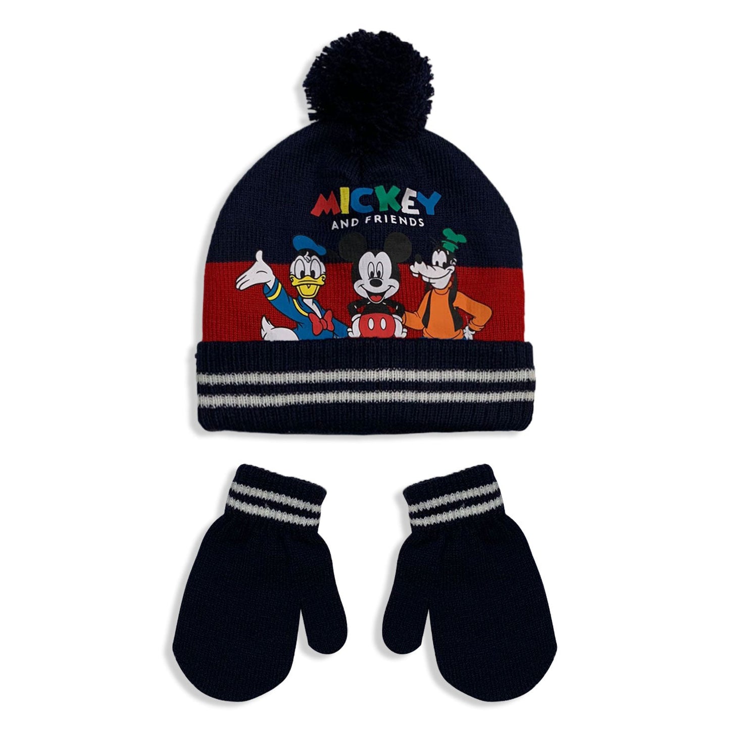 Set Cappellino e guanti invernale Disney Mickey Mouse con pon pon bambino 5580