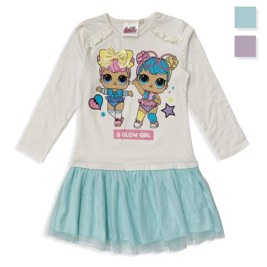 Abito bambina LOL Surprise vestito stampato in cotone maniche lunghe bimba 5581