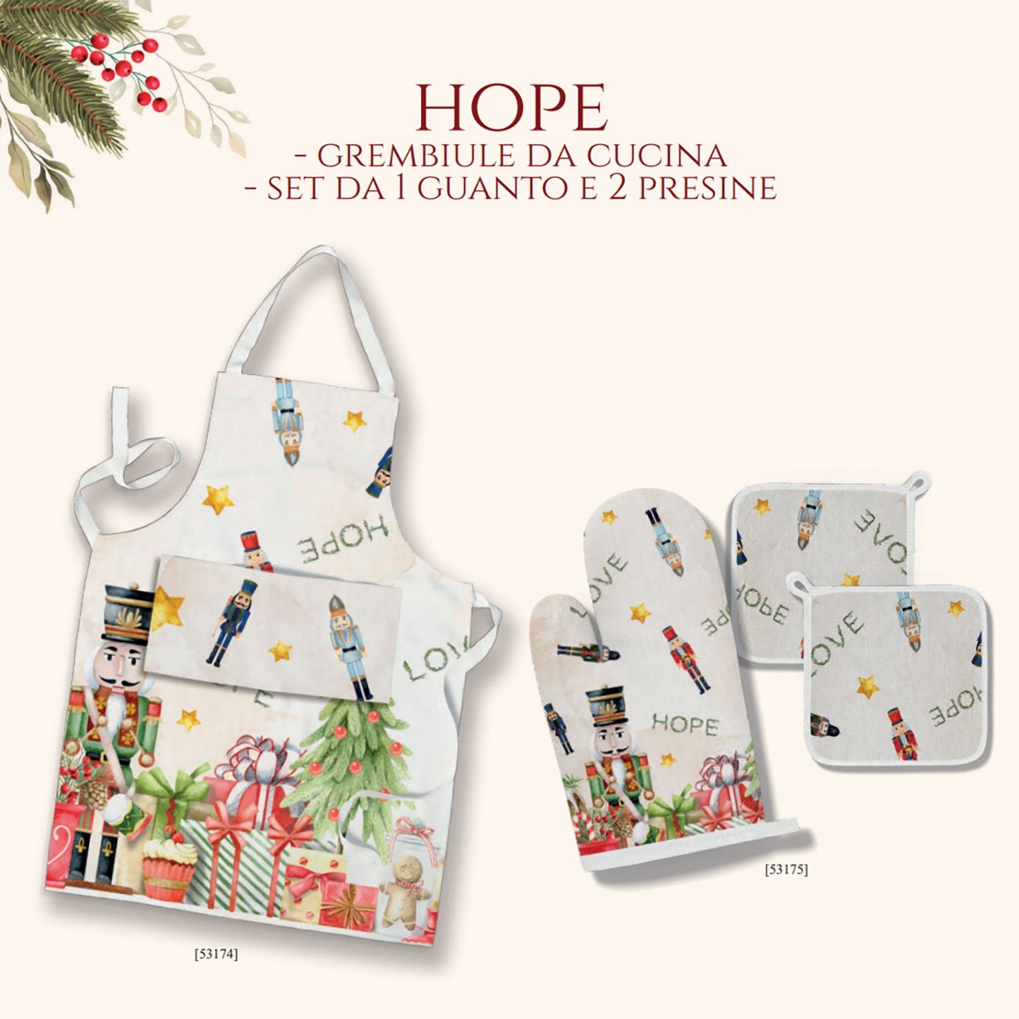 Set 3 pezzi Guanto forno e 2 Presine decori Natalizi idea regalo Natale 5644