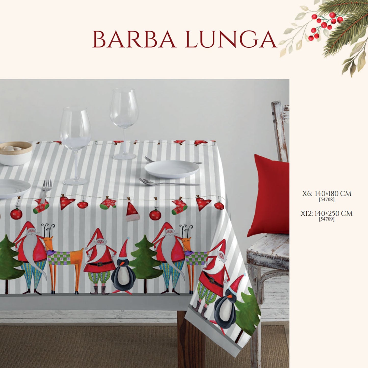 Copritavolo Natalizio Maestri Cotonieri tovaglia Babbo Natale 6 posti 5660