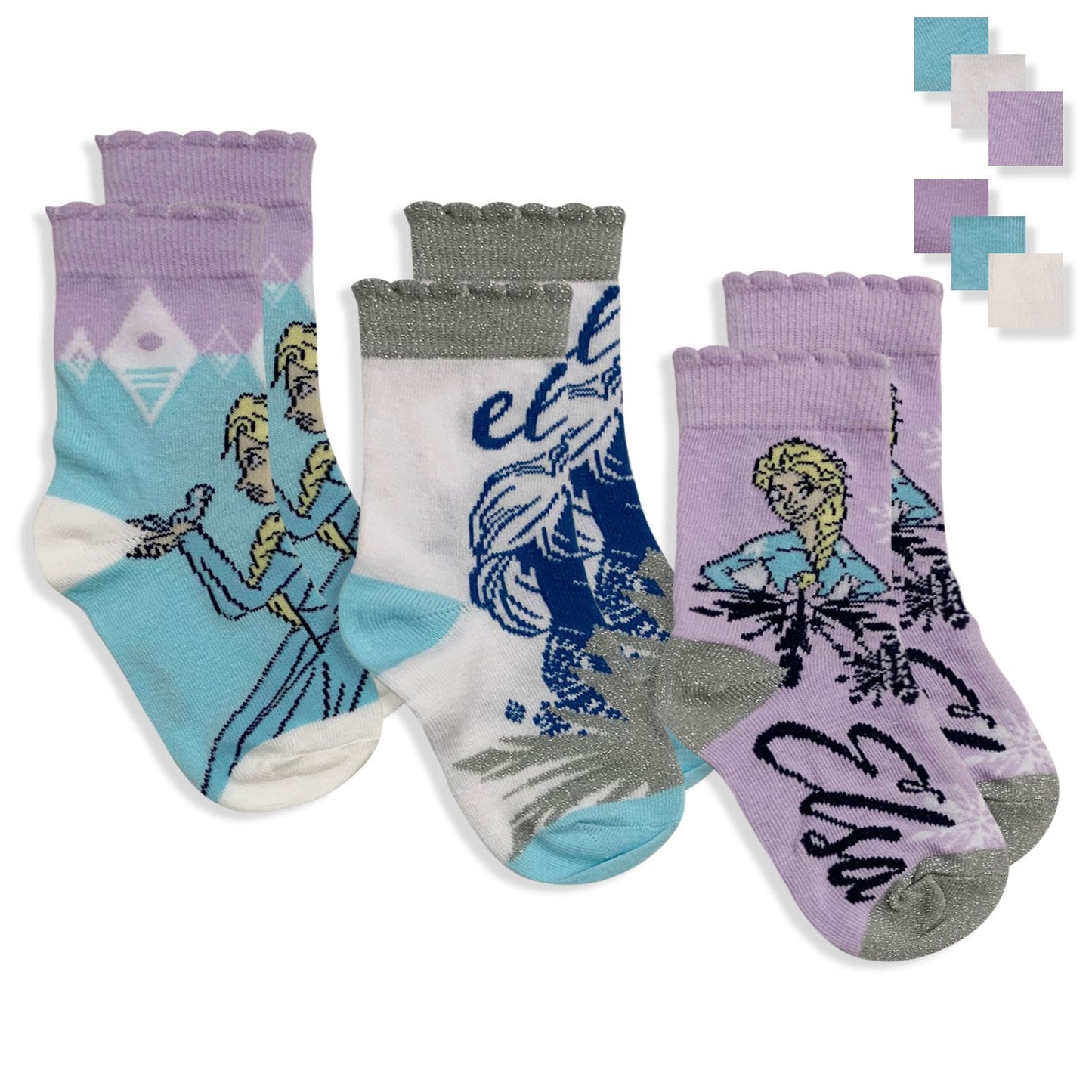 Calzini Disney Frozen set 3 paia per bambina in cotone Calze Bimba 5681