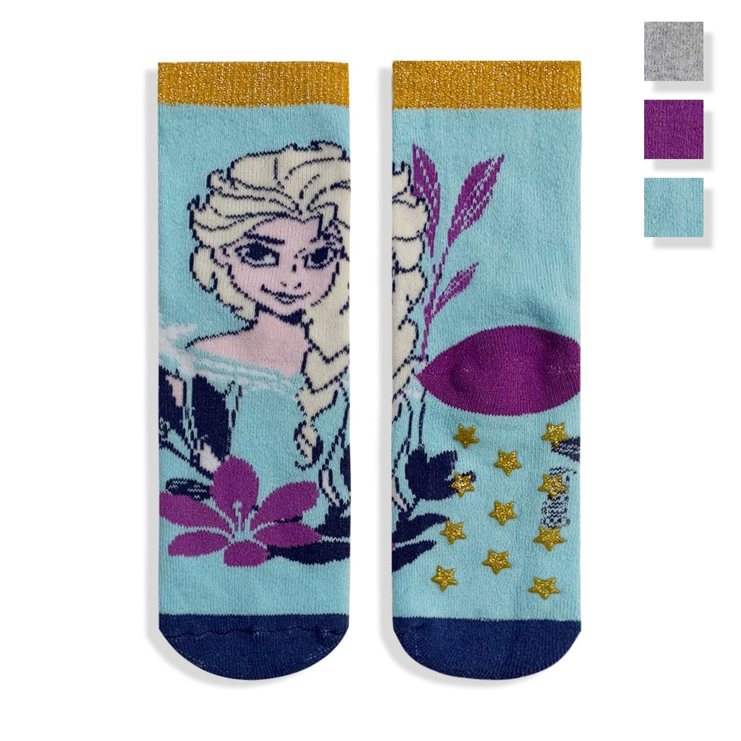 Calzini antiscivolo bambina Disney Frozen Elsa e Anna in cotone bimba lurex 5686