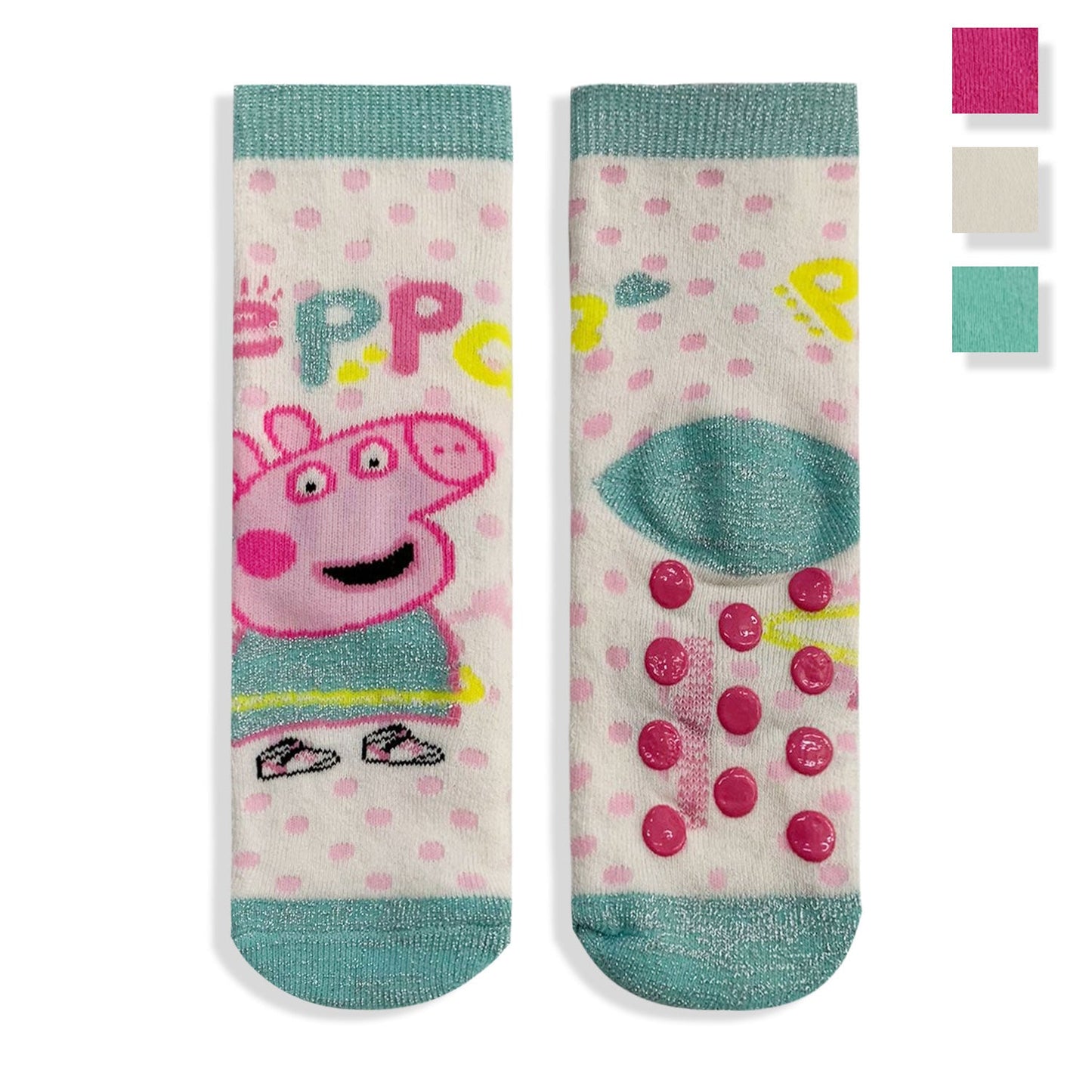 Calzini antiscivolo per bambina Peppa Pig in cotone bimba lurex 5688
