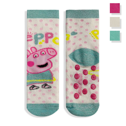 Calzini antiscivolo per bambina Peppa Pig in cotone bimba lurex 5688
