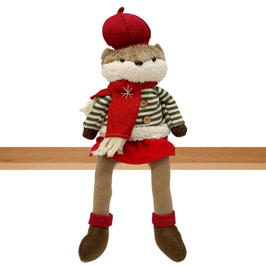 Decorazione natalizia Volpe di Natale in feltro e lana peluche Idea Regalo 5761