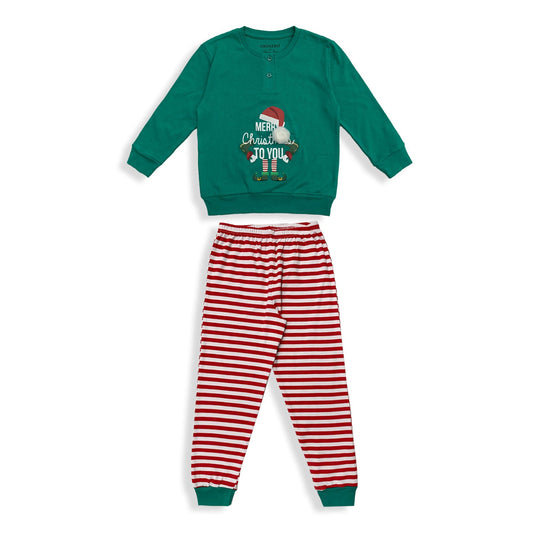 Pigiama natalizio bambina lungo bimba Elfo Natale caldo cotone Oronero 5778