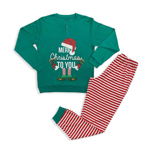 Pigiama natalizio uomo lungo ragazzo Elfo Natale caldo cotone Oronero 5782