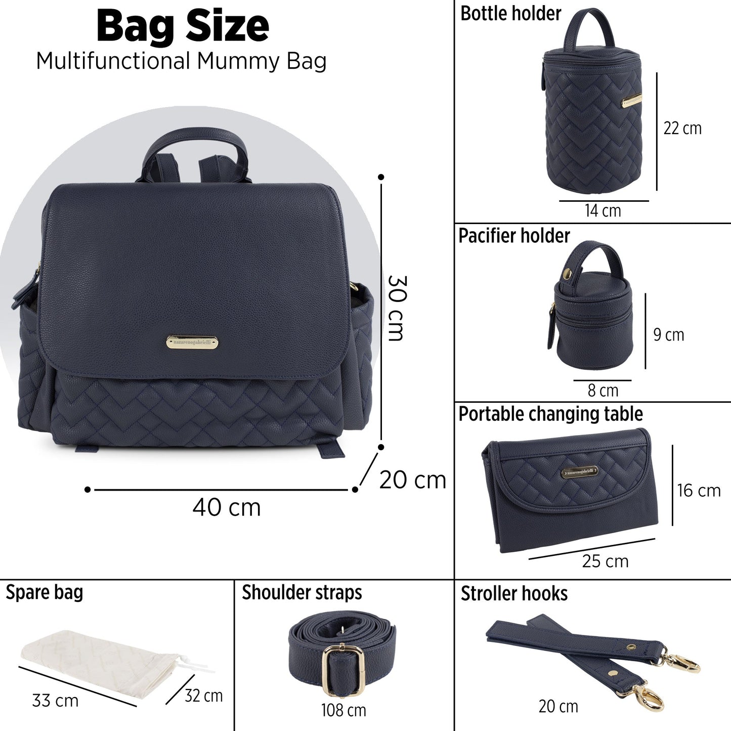 Set Borsa fasciatoio per nascita Neonato Nazareno Gabrielli in ecopelle 5807