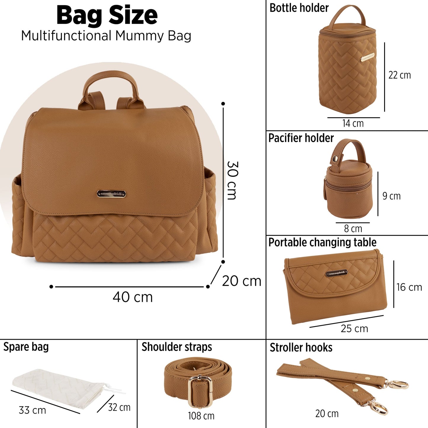 Set Borsa fasciatoio per nascita Neonato Nazareno Gabrielli in ecopelle 5807