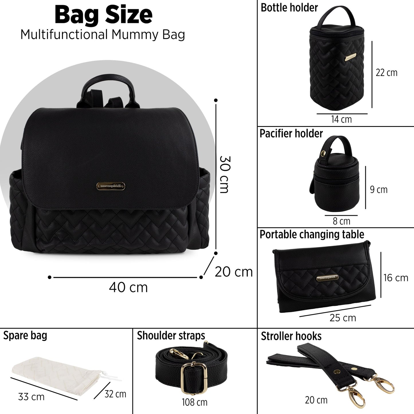 Set Borsa fasciatoio per nascita Neonato Nazareno Gabrielli in ecopelle 5807