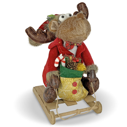 Decorazione natalizia Renna di Babbo Natale su slitta peluche Idea Regalo 5859