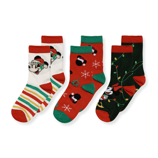 Calzini Disney natalizi Minnie Mouse set 3 paia per bambina in cotone Bimba 5882