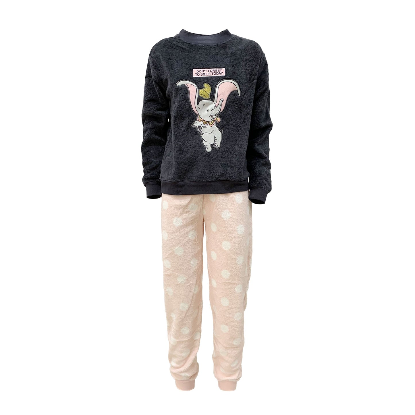 Pigiama invernale lungo donna Disney Dumbo felpa pantalone in pile 5932