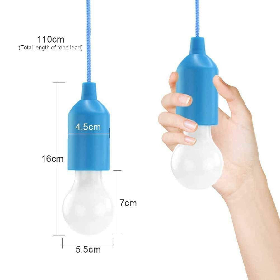 Portable battery-powered LED light bulb with cord, 10 pieces