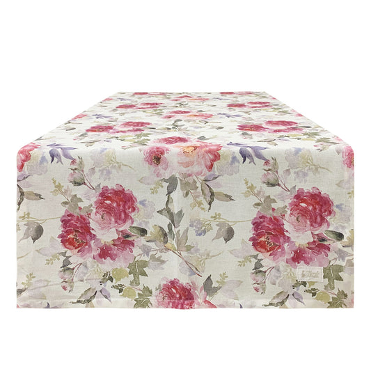 Runner da tavolo elegante con fiori Nuvole di Stoffa Demetra Beige 150x50 6010