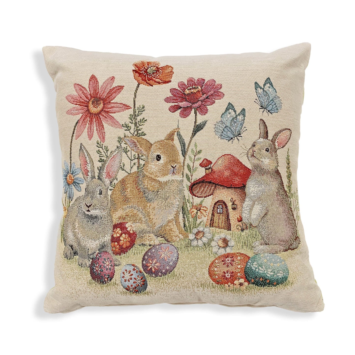 Cuscino arredo pasquale in gobelin Maestri Cotonieri coniglietti Pasqua 6020