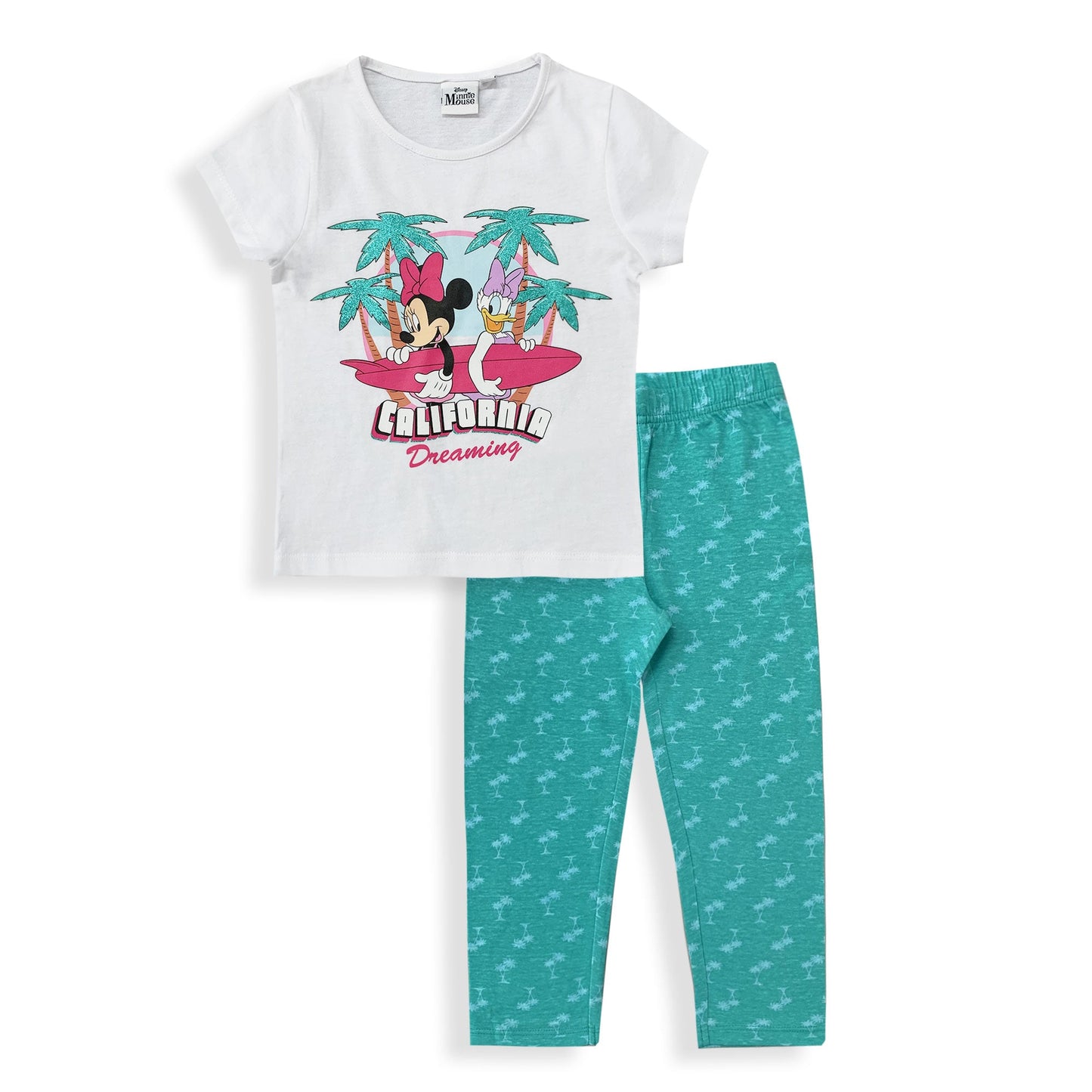 Pigiama bambina Disney Minnie Mouse pantalone lungo in cotone con glitter 6033