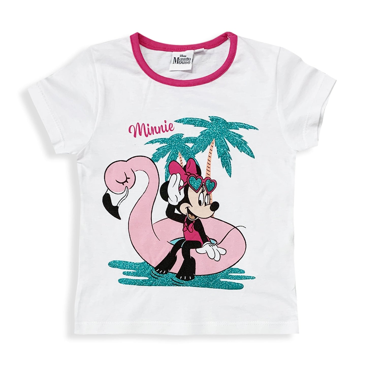 Pigiama bambina Disney Minnie Mouse t-shirt  pantaloncino in cotone glitter 6034