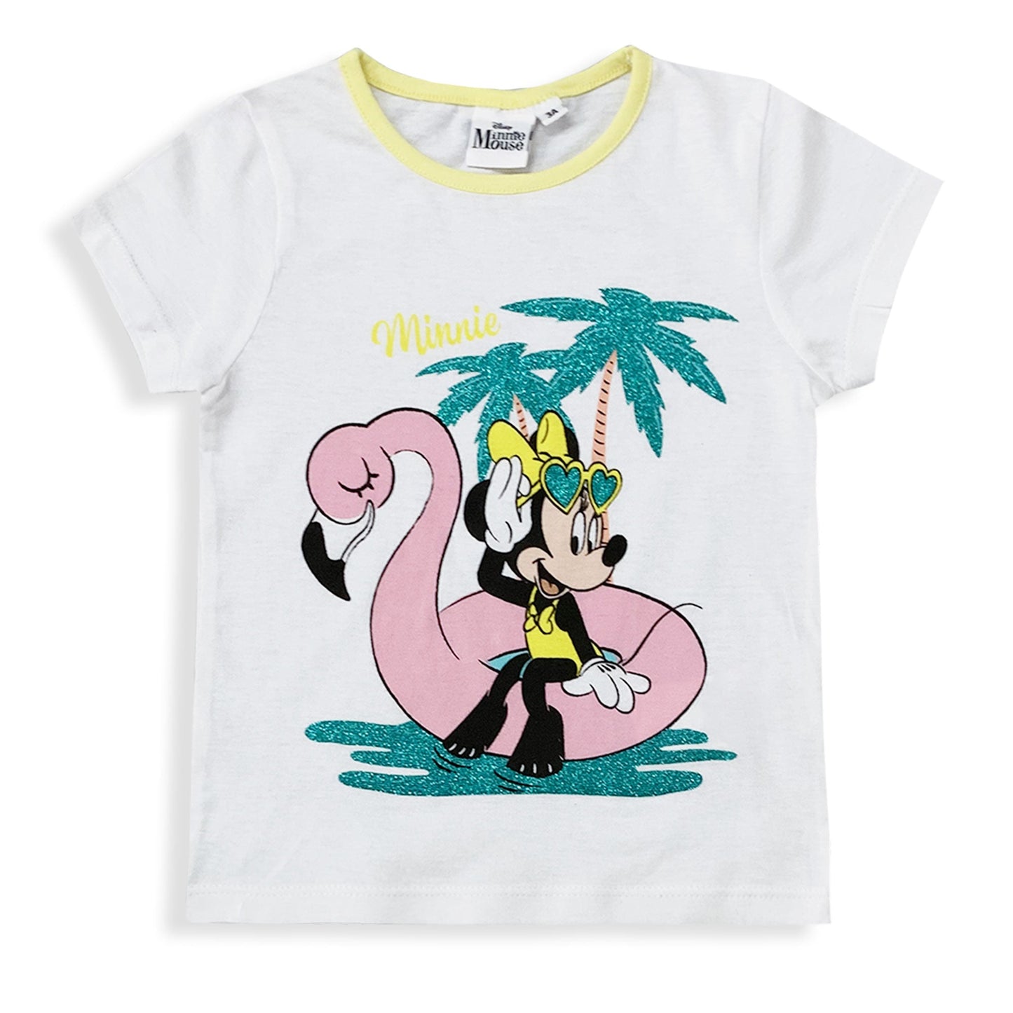 Pigiama bambina Disney Minnie Mouse t-shirt  pantaloncino in cotone glitter 6034