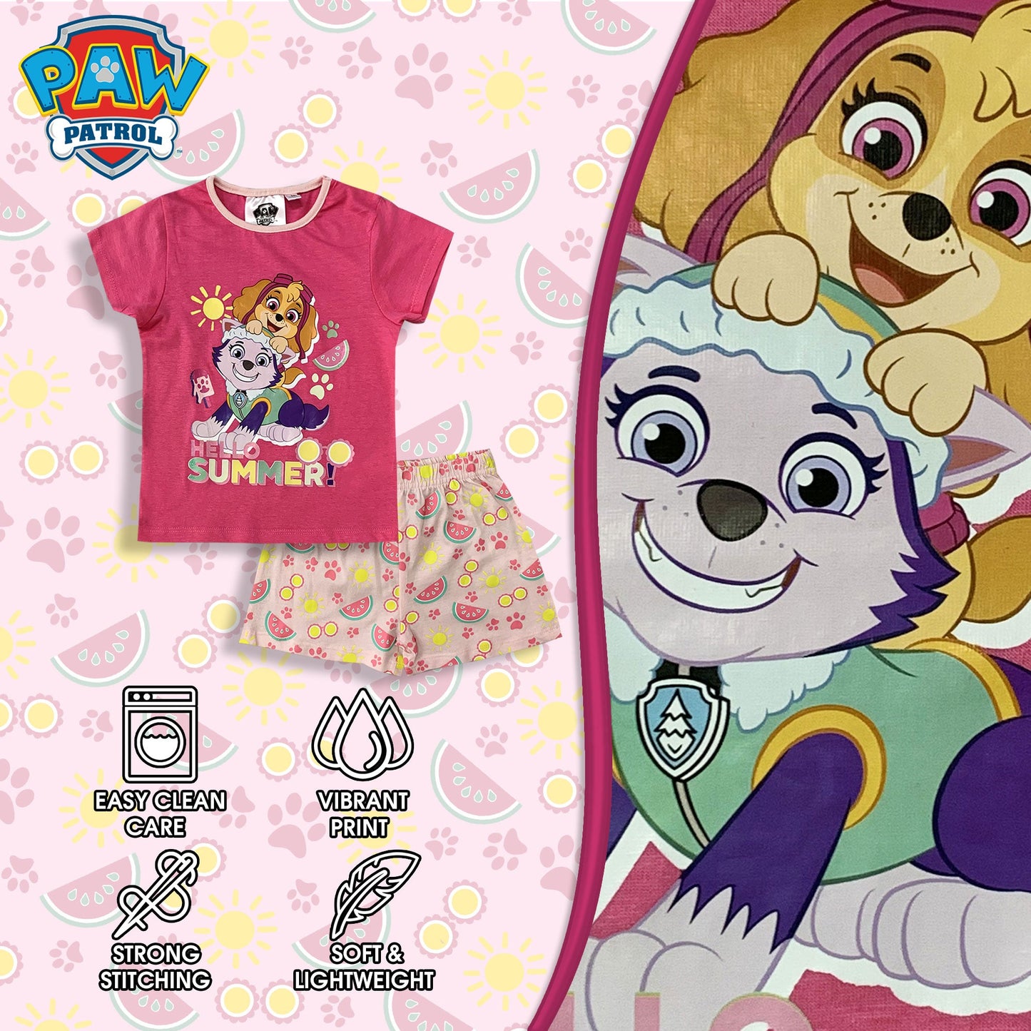 Pigiama bambina Paw Patrol t-shirt pantaloncino in cotone estivo 6035