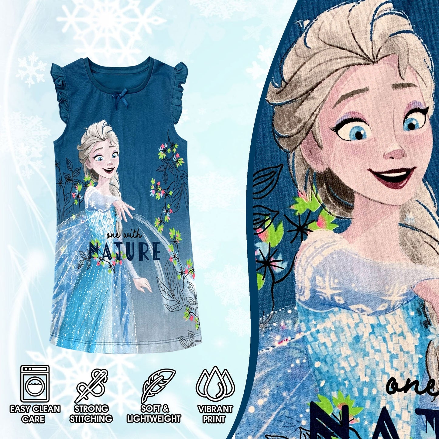 Camicia da notte bambina Disney Frozen Elsa canotta con rouches in cotone 6080