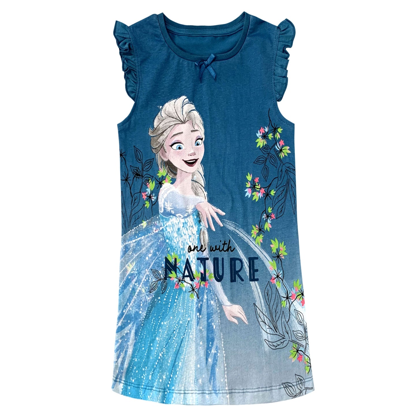 Camicia da notte bambina Disney Frozen Elsa canotta con rouches in cotone 6080