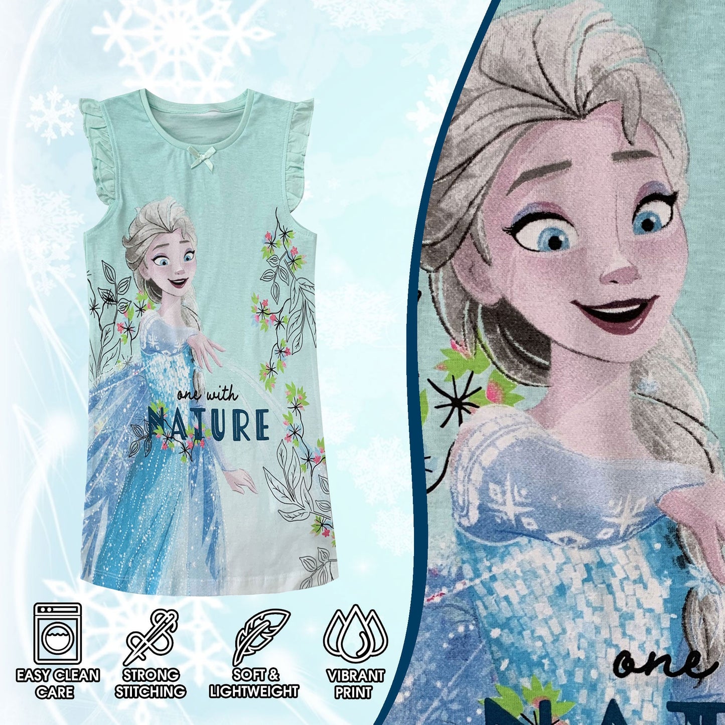 Camicia da notte bambina Disney Frozen Elsa canotta con rouches in cotone 6080