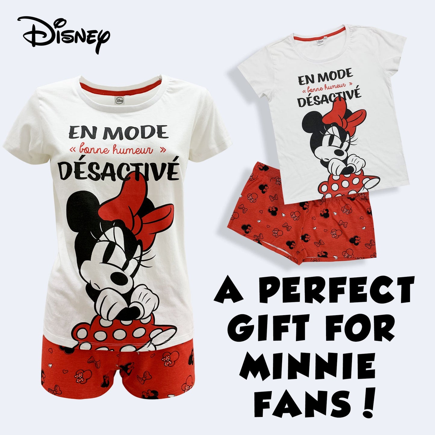 Pigiama corto donna Disney Minnie Mouse t-shirt e short in cotone estivo 6092