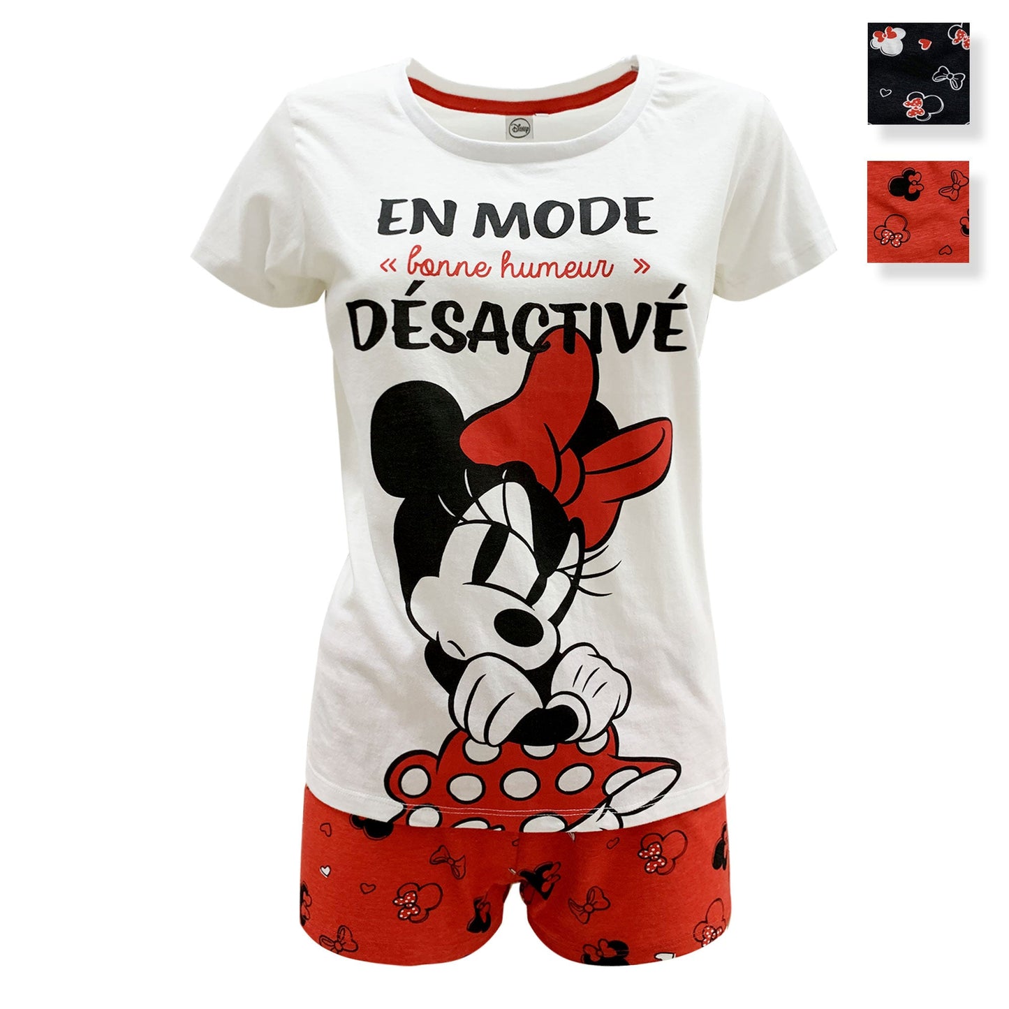 Pigiama corto donna Disney Minnie Mouse t-shirt e short in cotone estivo 6092