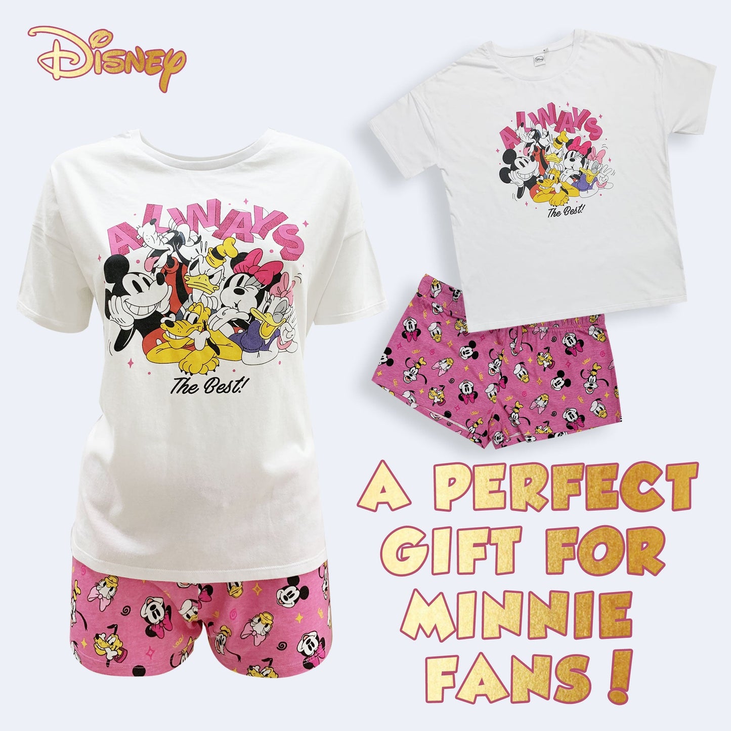 Pigiama corto donna Disney Mickey Mouse t-shirt e short in cotone estivo 6093