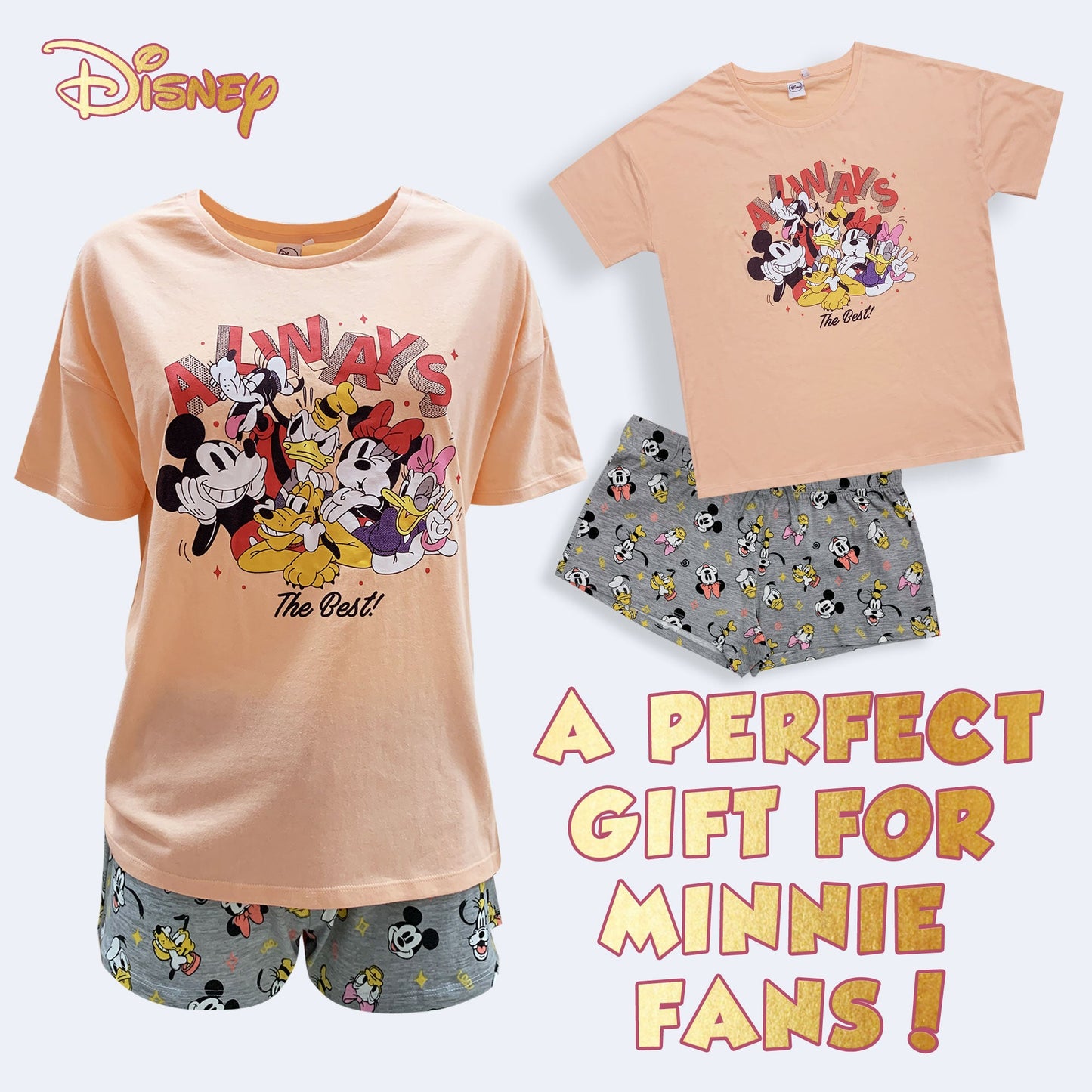 Pigiama corto donna Disney Mickey Mouse t-shirt e short in cotone estivo 6093
