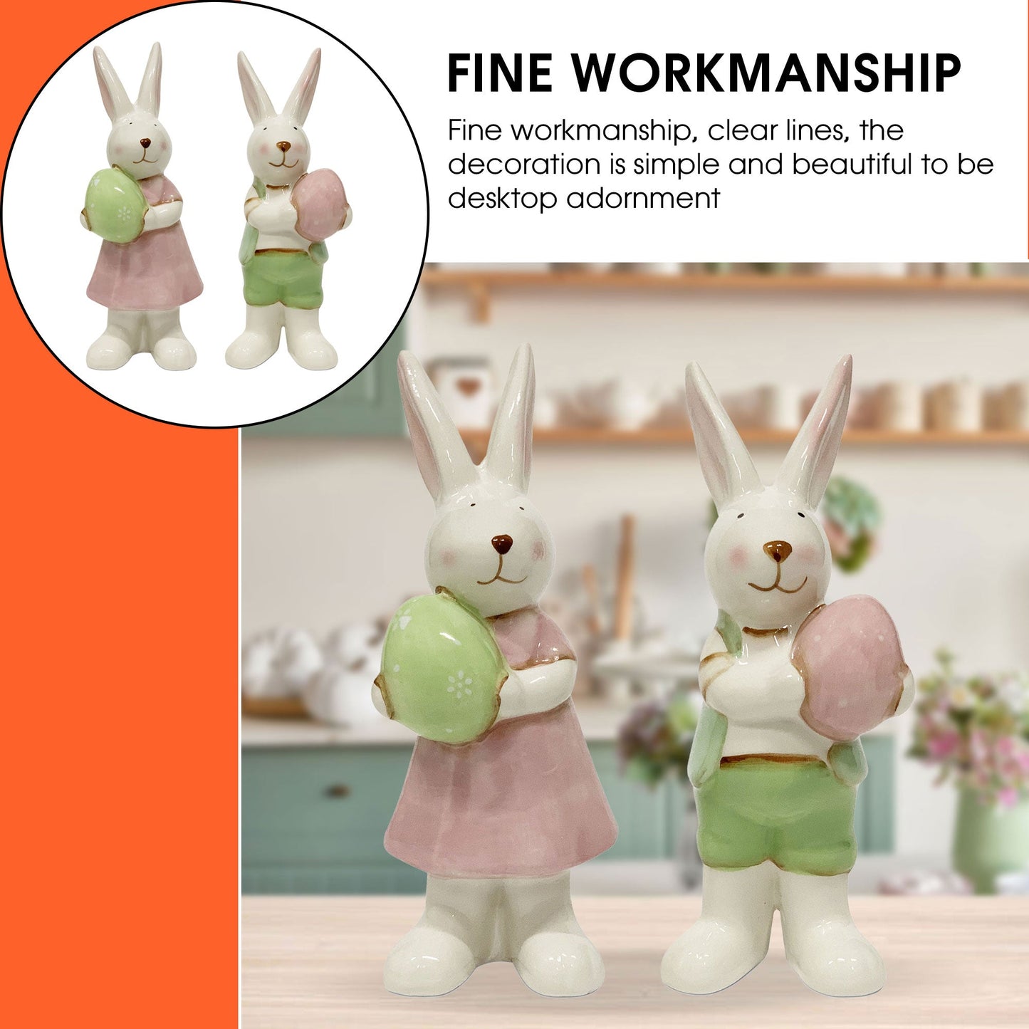 Coniglietto di Pasqua Decorazione pasquale in ceramica Nuvole di Stoffa 6114