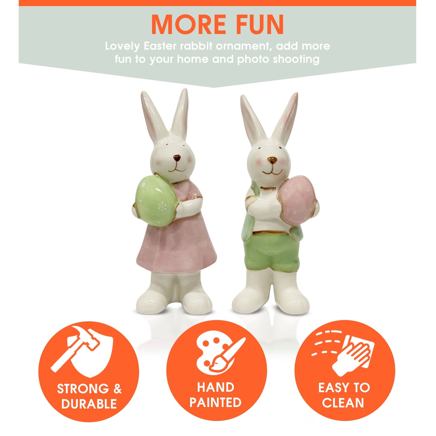 Coniglietto di Pasqua Decorazione pasquale in ceramica Nuvole di Stoffa 6114