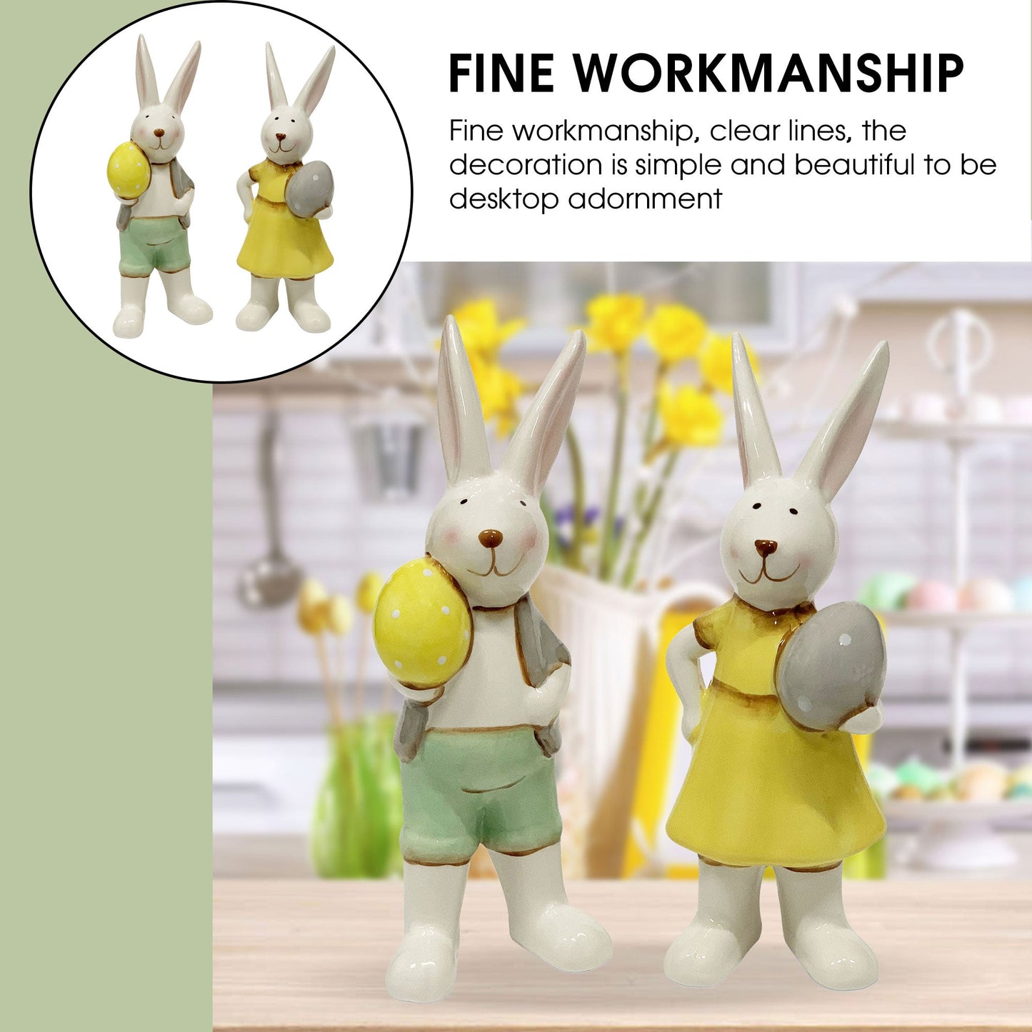 Coniglietto di Pasqua Decorazione pasquale in ceramica Nuvole di Stoffa 6115