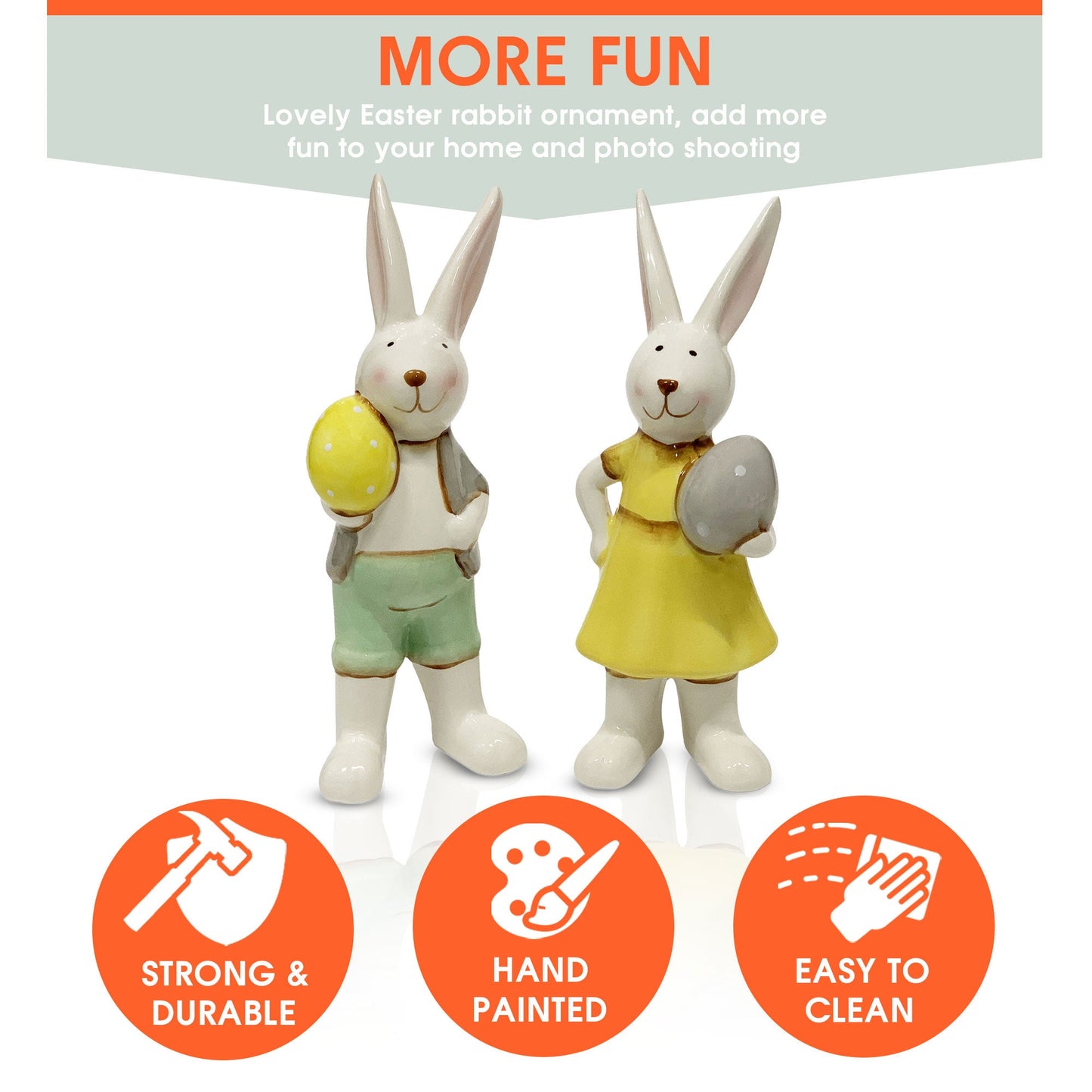 Coniglietto di Pasqua Decorazione pasquale in ceramica Nuvole di Stoffa 6115