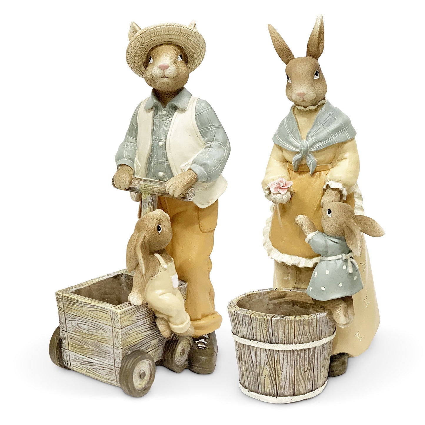 Famiglia Coniglietti Pasqua Decorazione pasquale in resina Nuvole di Stoffa 6116