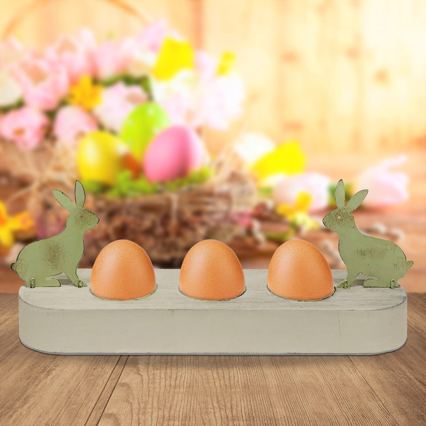 Portauova in legno pasquale decorazione Pasqua coniglietti Nuvole di Stoffa 6120