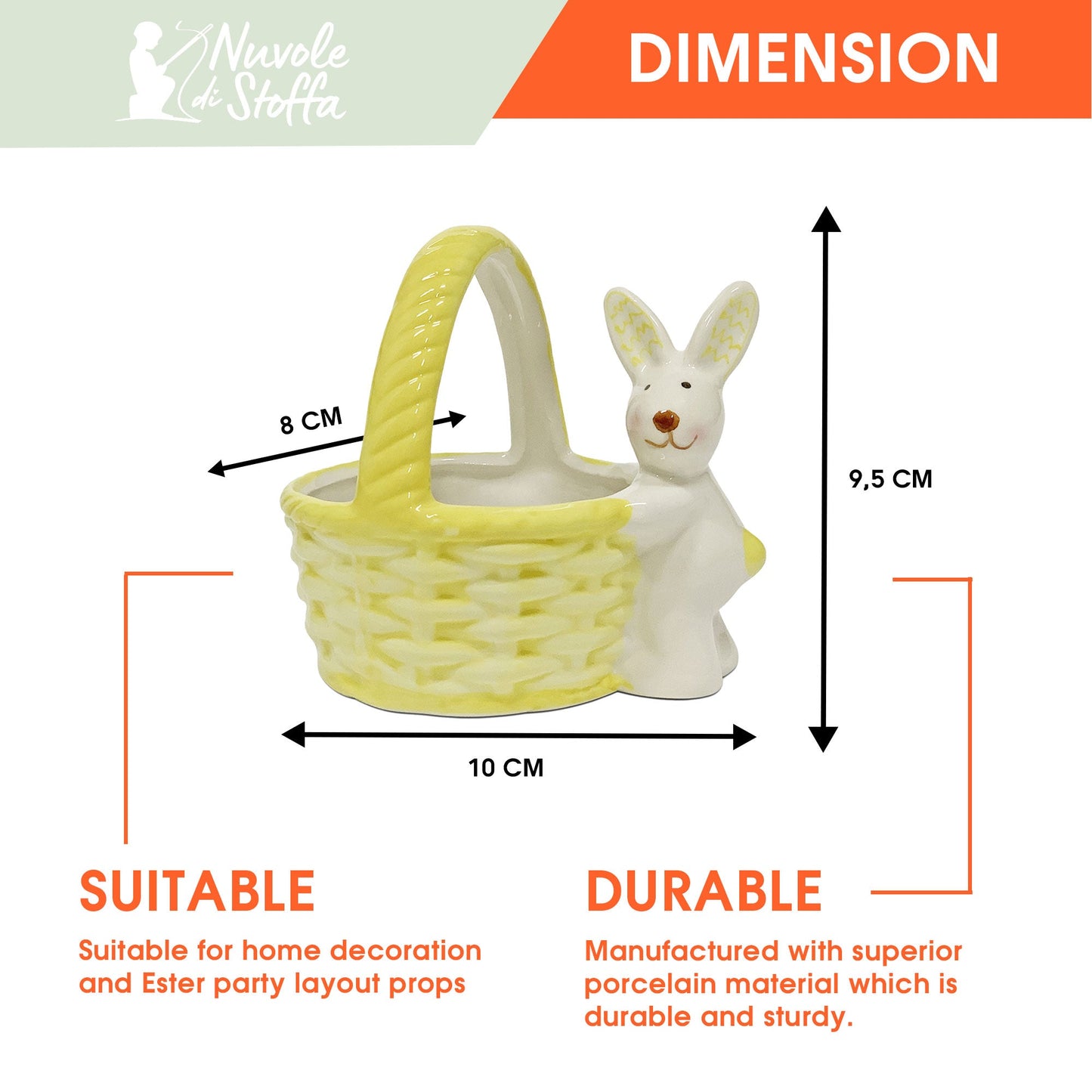 Cestino porta oggetti pasquale decorazione Pasqua coniglio Nuvole di Stoffa 6122