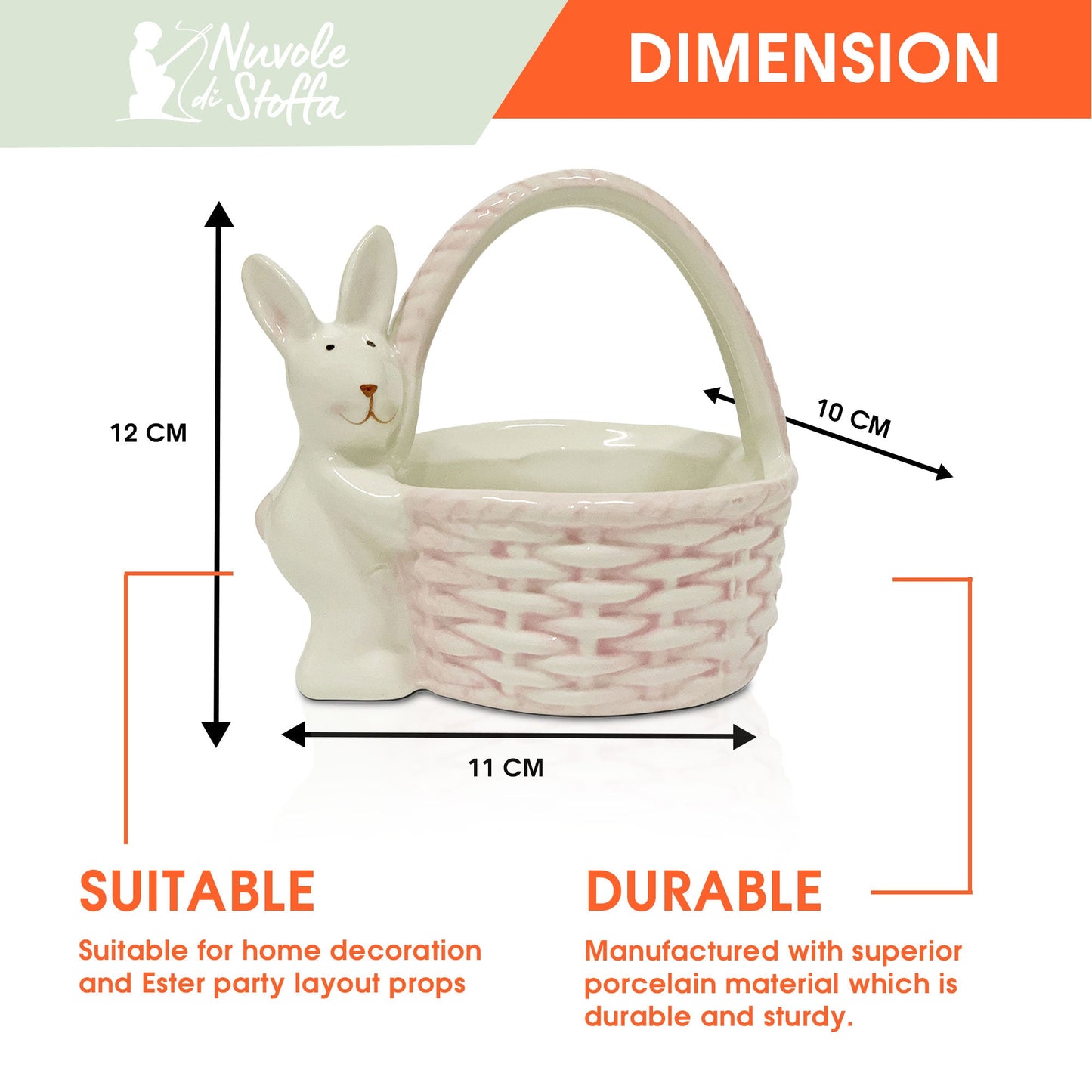 Cestino porta oggetti pasquale decorazione Pasqua coniglio Nuvole di Stoffa 6123