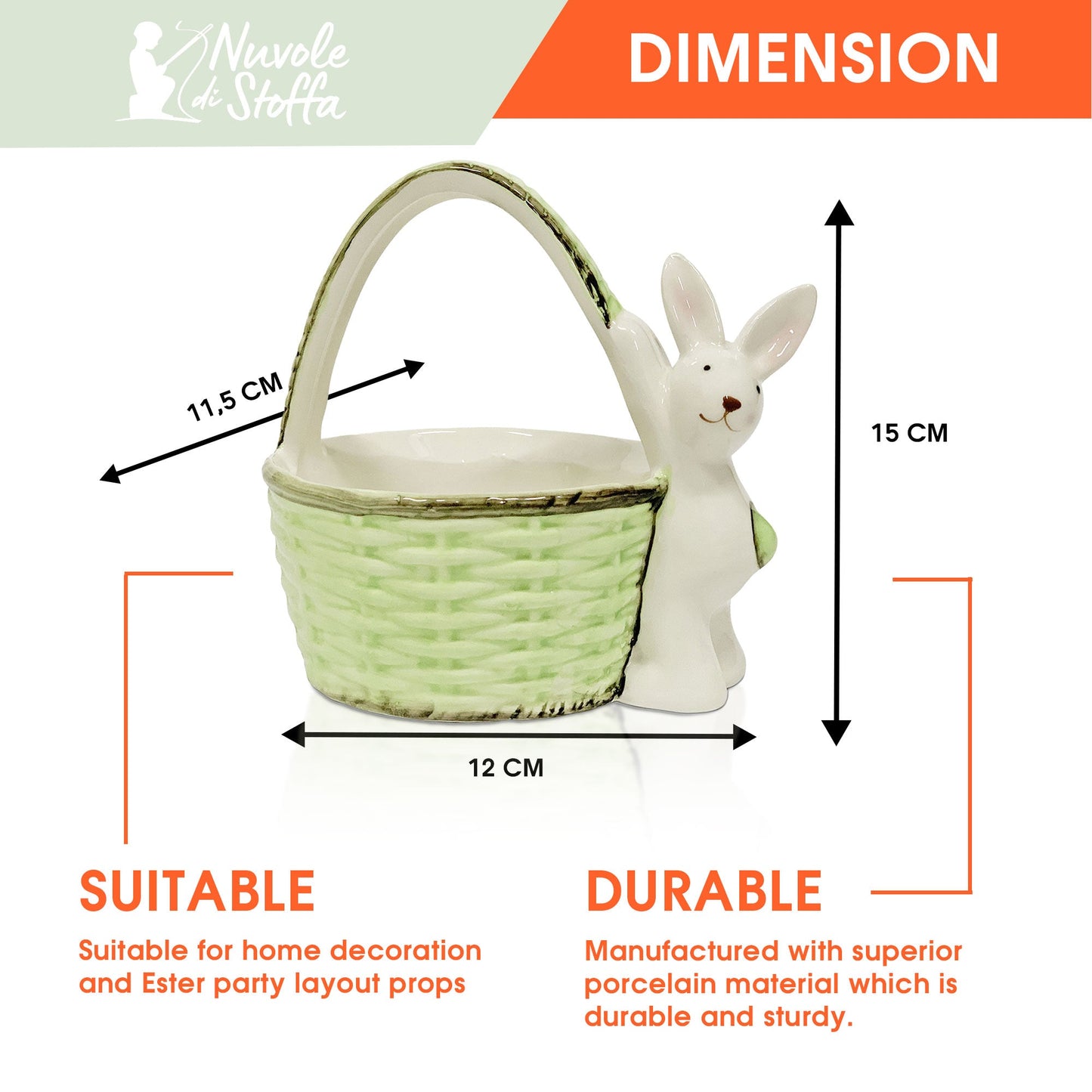 Cestino porta oggetti pasquale decorazione Pasqua coniglio Nuvole di Stoffa 6124