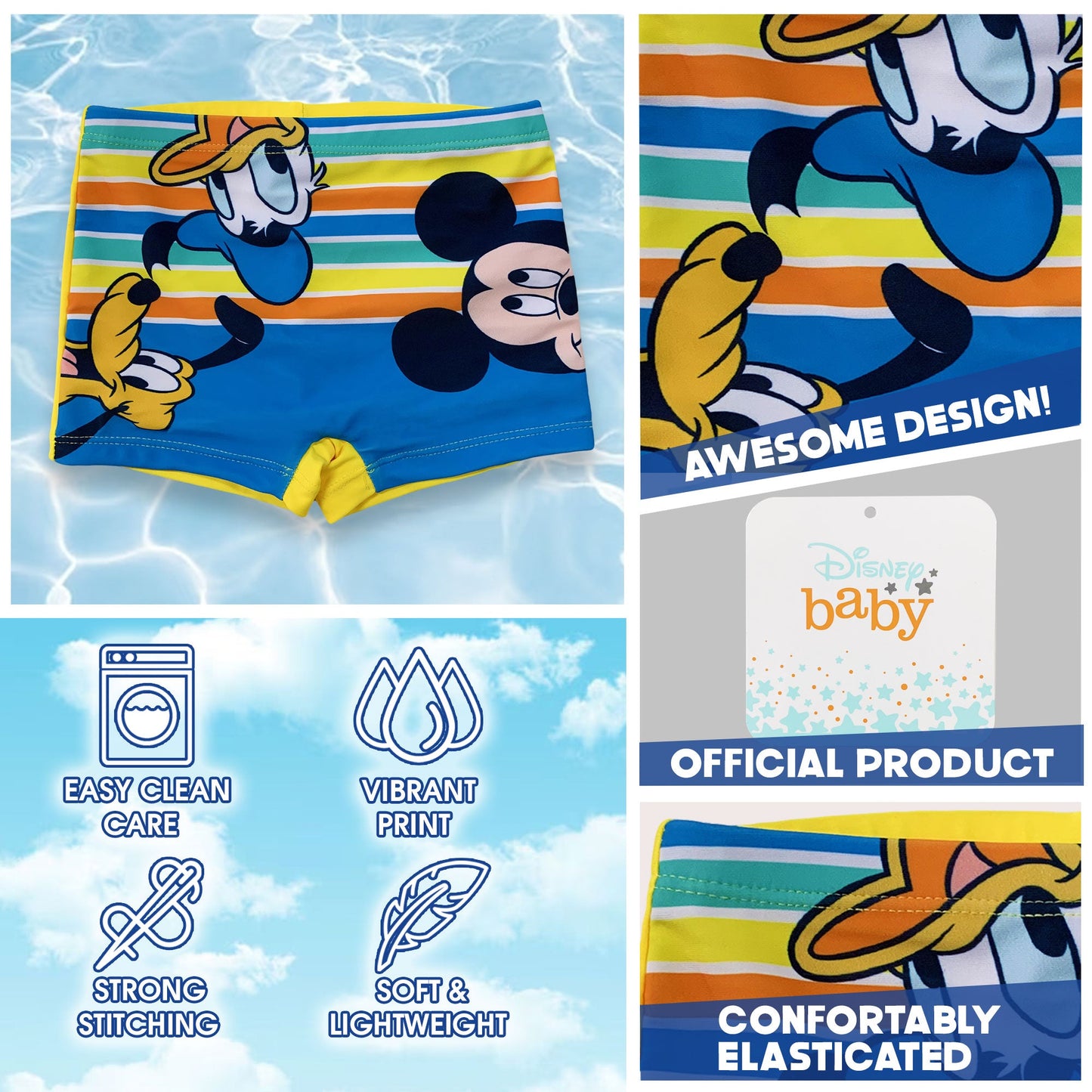 Costume da bagno per neonato bambino Disney Mickey Mouse boxer mare bimbo 6136