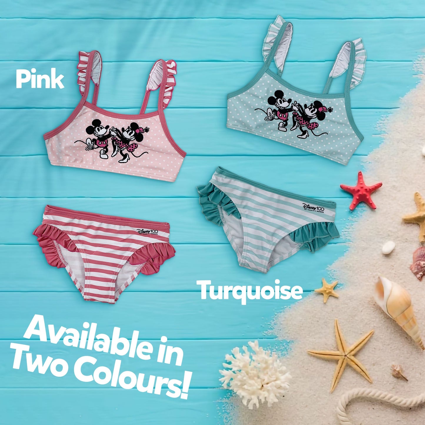 Costume da bagno per bambina Disney Minnie e Mickey Mouse 2 pezzi mare 6138