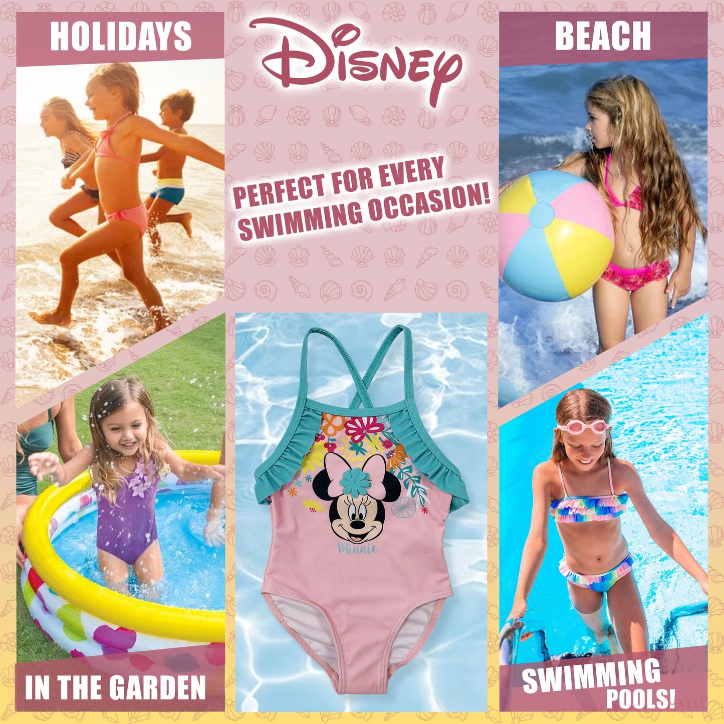 Costume da bagno per neonato bambina Disney Minnie Mouse 1 pezzo bimba mare 6146