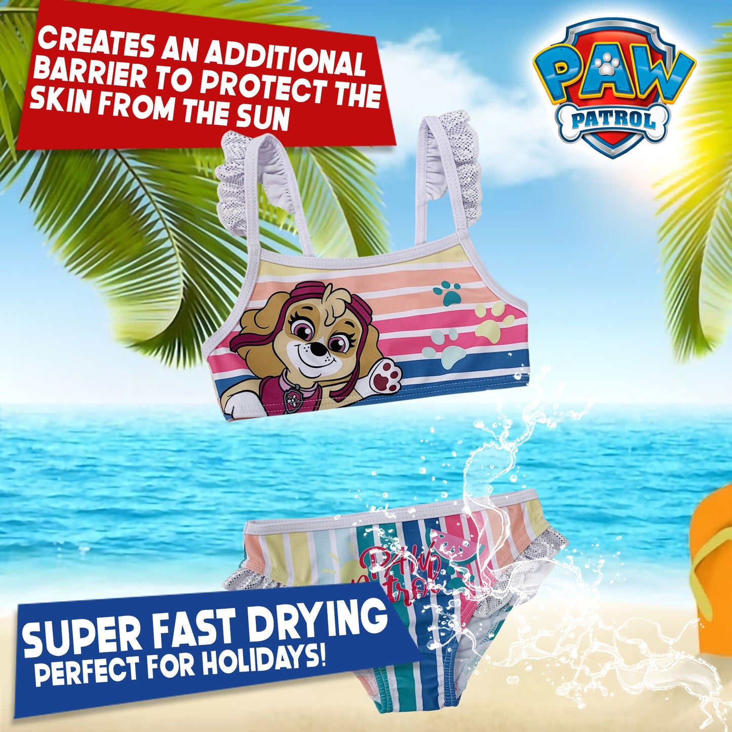Costume da bagno bambina Paw Patrol due pezzi bikini mare 6152