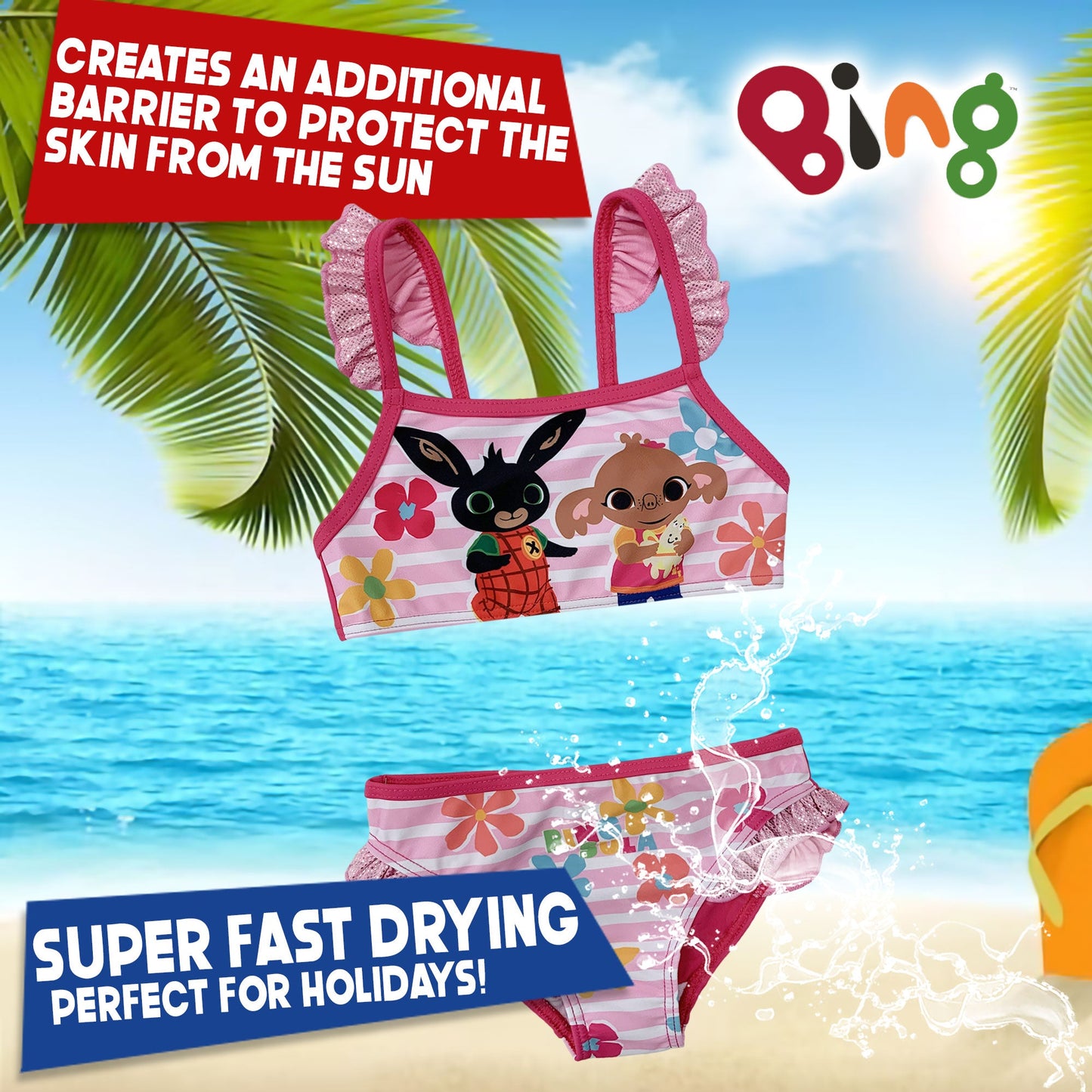 Costume da bagno bambina Bing e Sula due pezzi bikini mare 6154