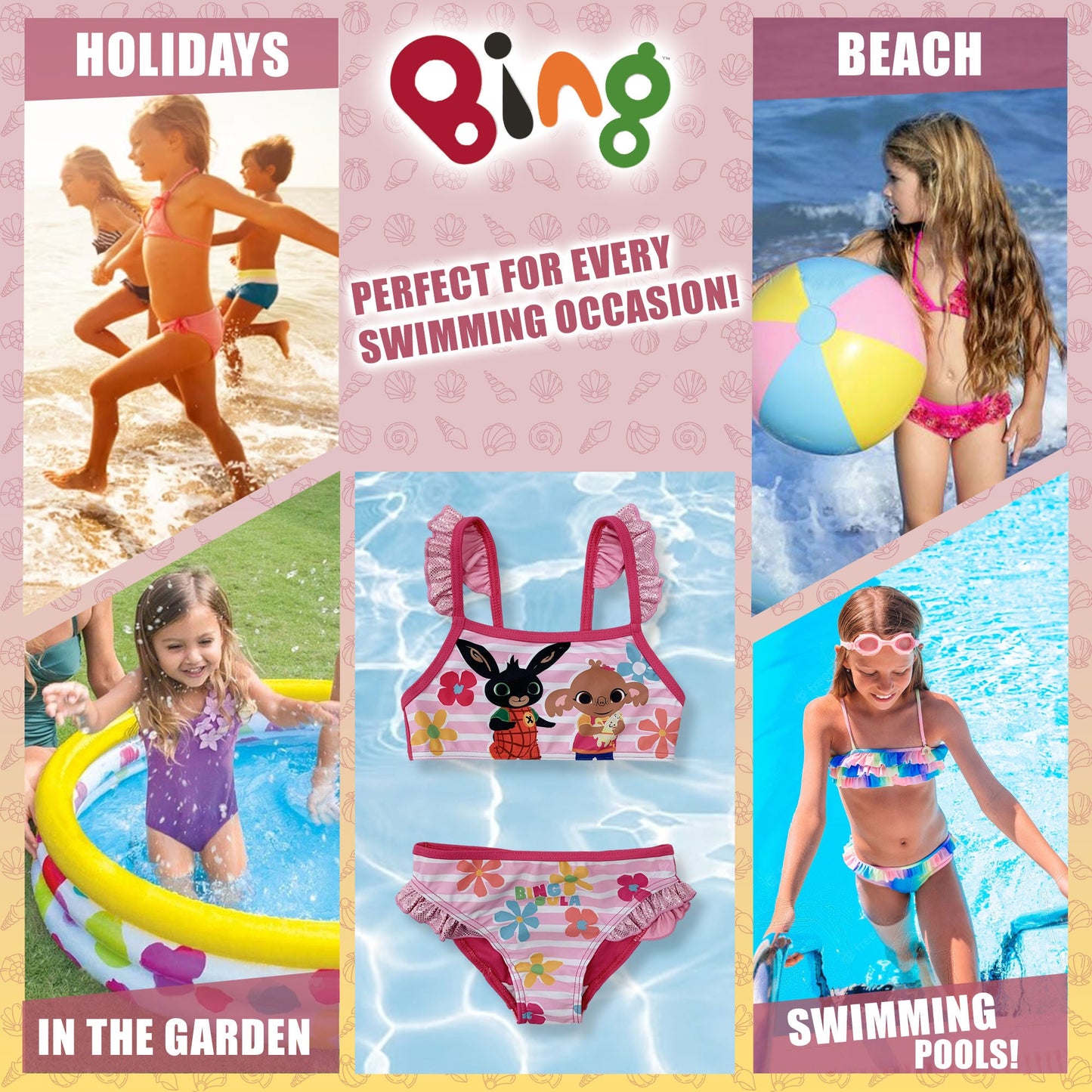 Costume da bagno bambina Bing e Sula due pezzi bikini mare 6154
