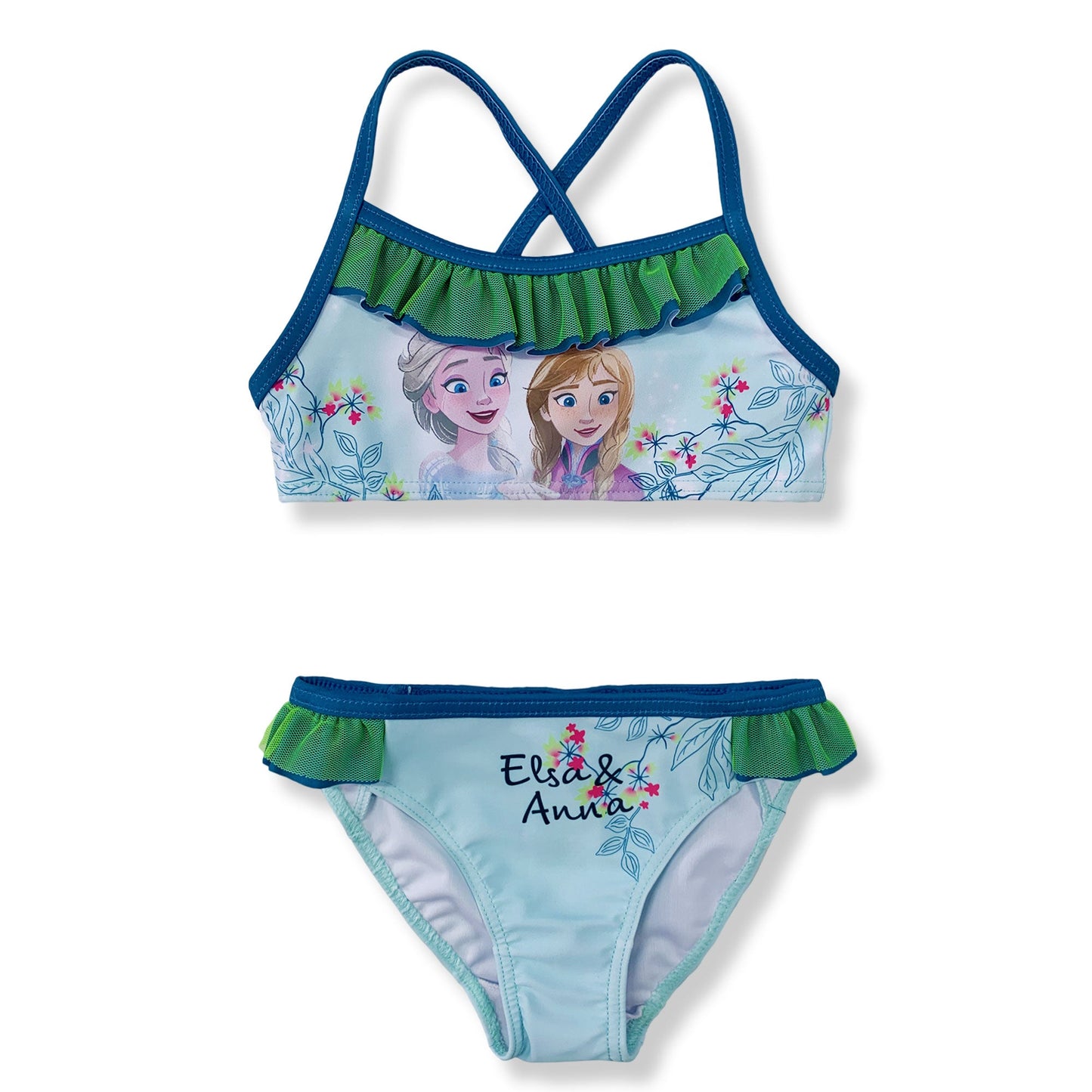 Costume da bagno bambina Disney Frozen Elsa e Anna due pezzi bikini mare 6155
