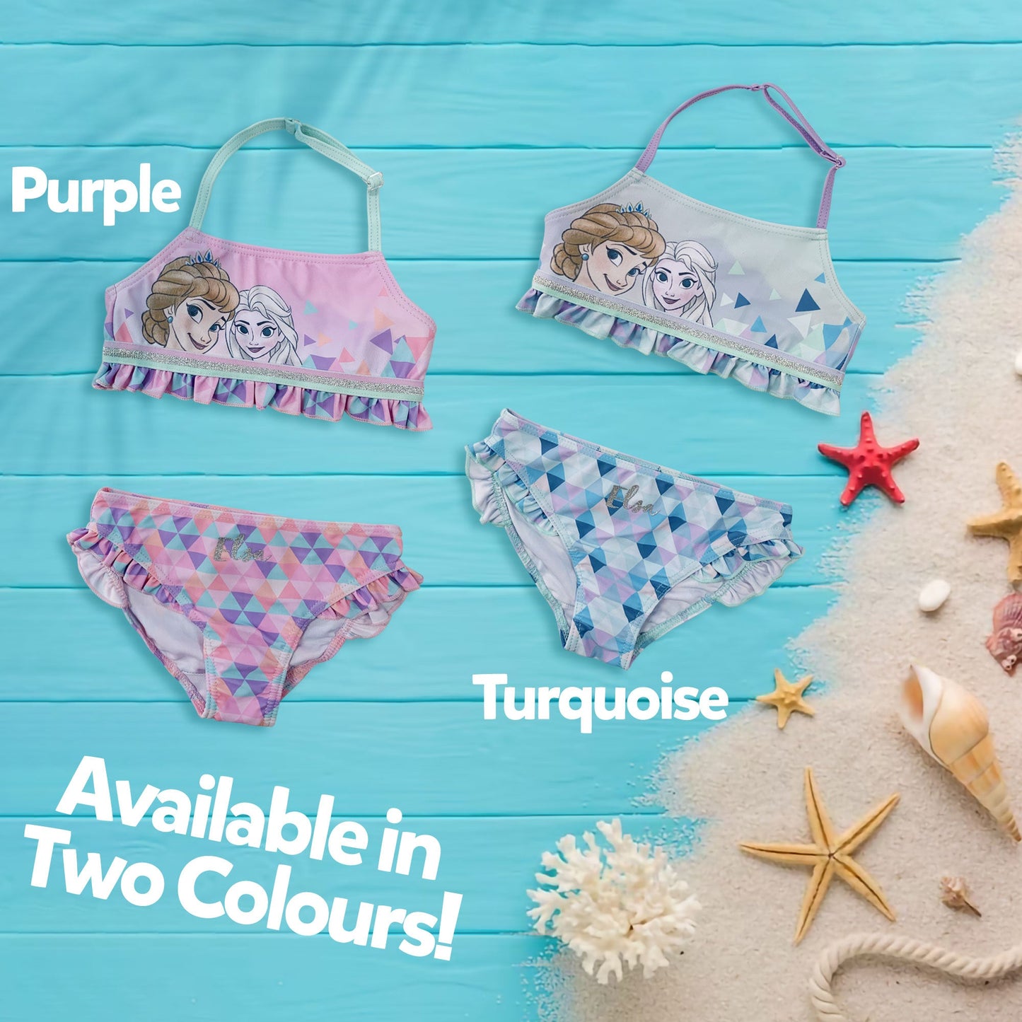 Costume da bagno bambina Disney Frozen Elsa e Anna due pezzi bikini mare 6156