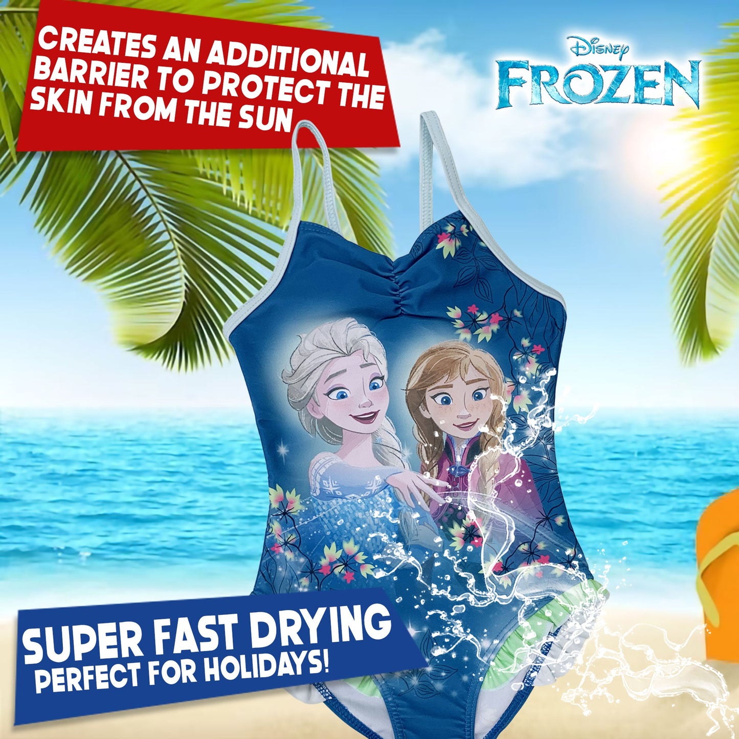 Costume da bagno bambina Disney Frozen Elsa e Anna un pezzo intero mare 6158